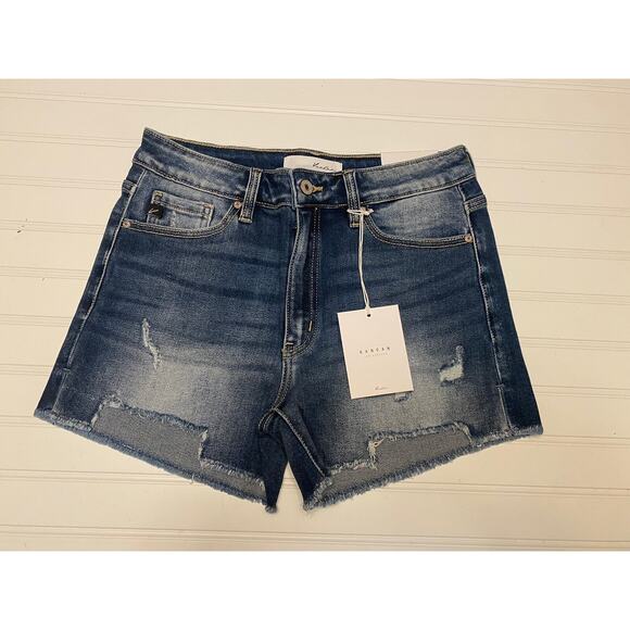 KANCAN NWT Estilo Womens Sz Large High Rise Distressed Denim Shorts - Picture 1 of 10